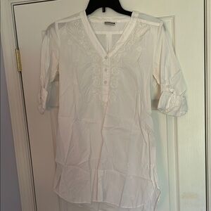 White V-Neck Women's Top